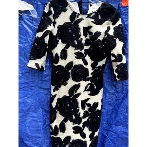Reiss Black and white floral body con dress size US 4
